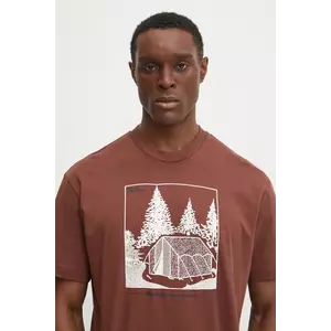 Jack Wolfskin tricou Freeroamer barbati, culoarea maro, cu imprimeu, A63860 imagine