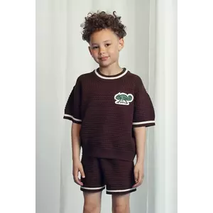 Mini Rodini tricou de bumbac pentru copii Lizard culoarea maro, cu imprimeu, 2521014616 imagine