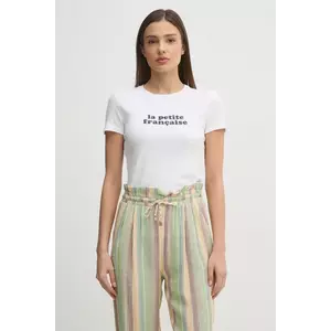 La Petite Française tricou din bumbac LPF femei, culoarea alb, LPF imagine