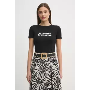 La Petite Française tricou din bumbac LPF femei, culoarea negru, LPF imagine