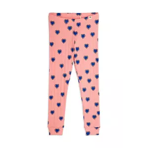 Mini Rodini leggins din bumbac pentru copii Outlined hearts culoarea roz, modelator, 2523012428 imagine