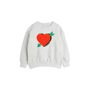 Mini Rodini hanorac de bumbac pentru copii Arrowed heart culoarea gri, cu imprimeu, 2522012394 imagine