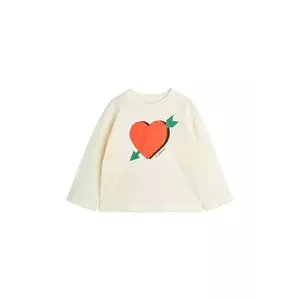 Mini Rodini longsleeve din bumbac pentru copii Arrowed heart culoarea bej, 2522012511 imagine