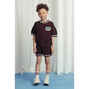 Mini Rodini pantaloni scurți din bumbac pentru copii culoarea maro, neted, 2523013916 imagine