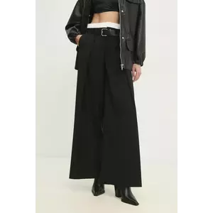 Answear Lab pantaloni femei, culoarea negru, lat, high waist imagine