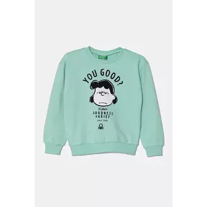 United Colors of Benetton hanorac de bumbac pentru copii culoarea verde, cu imprimeu, 3UNIC10NF imagine