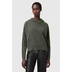 AllSaints bluza din lana IRINA femei, culoarea gri, cu glugă, neted, W070KC imagine