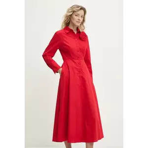 Answear Lab rochie din bumbac culoarea rosu, midi, evazată imagine