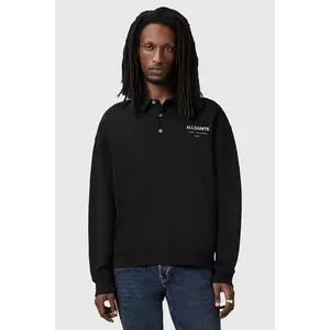 AllSaints hanorac de bumbac UNDERGROUND barbati, culoarea negru, cu glugă, neted, M046NB imagine