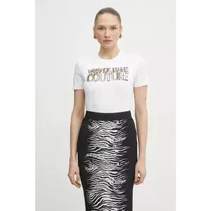 Versace Jeans Couture tricou din bumbac femei, culoarea alb, 78HAHE02 CJ00E imagine