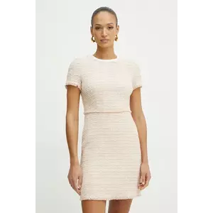 BOSS rochie din amestec de lana culoarea bej, mini, evazată, 50537438 imagine