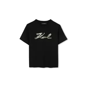 Karl Lagerfeld tricou de bumbac pentru copii culoarea negru, Z30485 imagine