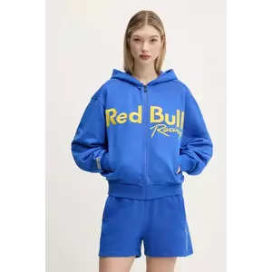 Red Bull Racing x Pepe Jeans hanorac de bumbac LOGO ZIP HOODIE femei, culoarea violet, cu glugă, cu imprimeu, RL580011 imagine