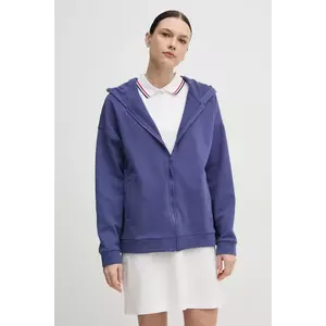 United Colors of Benetton hanorac de bumbac femei, culoarea violet, cu glugă, neted, 3UNID500R imagine