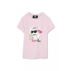 Karl Lagerfeld tricou de bumbac pentru copii culoarea roz, Z30491 imagine