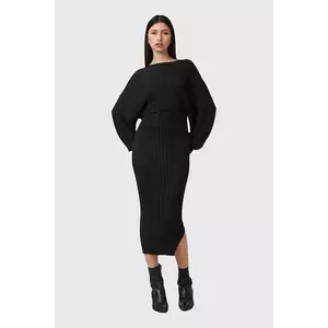 AllSaints rochie si pulover MINORI culoarea negru, midi, mulată, W224DC imagine