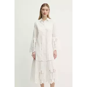 Desigual rochie din bumbac ORLEANS culoarea alb, midi, dreaptă, 25SWVW06 imagine