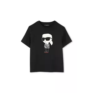 Karl Lagerfeld tricou de bumbac pentru copii culoarea negru, cu imprimeu, Z30438 imagine