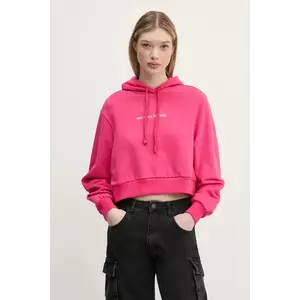 Red Bull Racing x Pepe Jeans bluza CROPPED LOGO HOODY femei, culoarea roz, cu glugă, cu imprimeu, RL580008 imagine