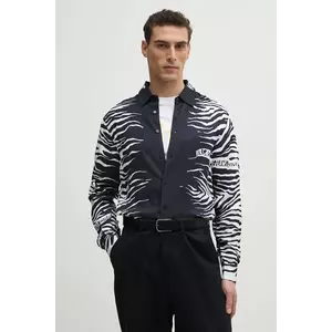 Versace Jeans Couture camasa barbati, culoarea negru, cu guler clasic, regular, 78GAL2RZ NS619 imagine