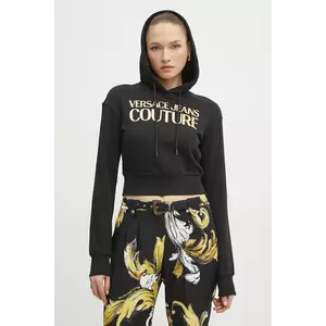 Versace Jeans Couture hanorac de bumbac femei, culoarea negru, cu glugă, cu imprimeu, 78HAIT01 CF01T imagine