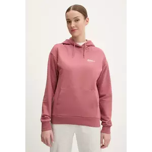 Jack Wolfskin hanorac de bumbac Essential femei, culoarea portocaliu, cu glugă, neted, A63848 imagine