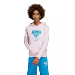 adidas Originals bluza copii culoarea roz, cu glugă, cu imprimeu, JC5864 imagine