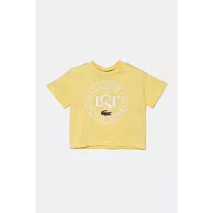 Lacoste tricou de bumbac pentru copii culoarea galben, cu imprimeu, TJ2463 imagine