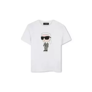 Karl Lagerfeld tricou de bumbac pentru copii culoarea alb, cu imprimeu, Z30437 imagine