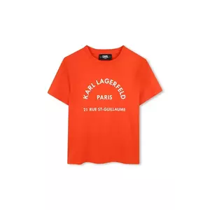 Karl Lagerfeld tricou de bumbac pentru copii culoarea portocaliu, cu imprimeu, Z30439 imagine