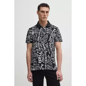 Versace Jeans Couture polo de bumbac barbati, culoarea negru, cu imprimeu, 78GAG6R0 JS459 imagine