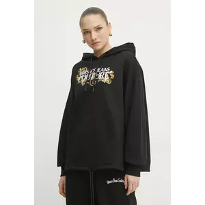 Versace Jeans Couture hanorac de bumbac femei, culoarea negru, cu glugă, cu imprimeu, 78HAIC05 CF00C imagine