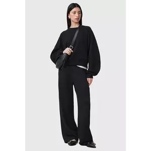 AllSaints pantaloni de bumbac VIN femei, culoarea negru, lat, high waist, W069TC imagine