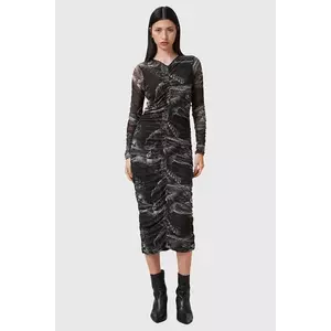 AllSaints rochie KEIKO culoarea gri, midi, mulată, W003DC imagine