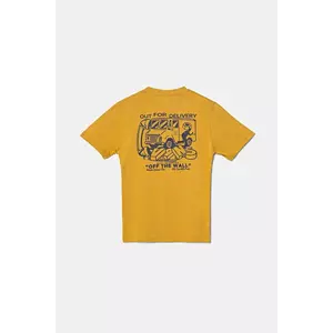 Vans tricou de bumbac pentru copii Next Stop culoarea galben, cu imprimeu, VN000MK3BL21 imagine