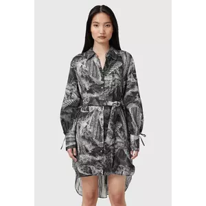 AllSaints rochie din amestec de matase LEYLA culoarea gri, mini, dreaptă, W081DC imagine