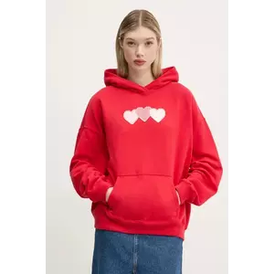 Hollister Co. bluza femei, culoarea rosu, cu glugă, cu imprimeu, KI352-5132 imagine