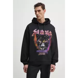 Versace Jeans Couture hanorac de bumbac barbati, culoarea negru, cu glugă, cu imprimeu, 78GAIC04 CF00C imagine