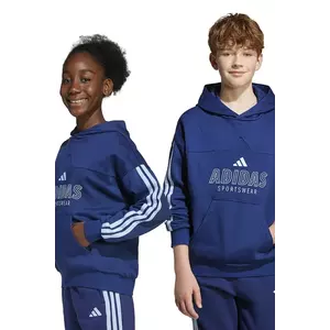 adidas bluza copii culoarea albastru marin, cu glugă, cu imprimeu, JC8072 imagine