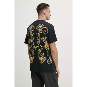 Versace Jeans Couture tricou din bumbac barbati, culoarea negru, cu imprimeu, 78GAH6RB JS462 imagine