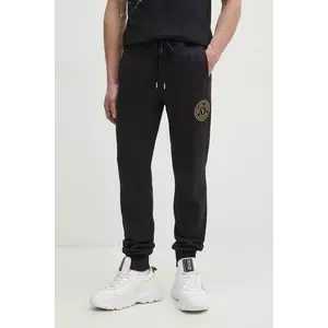 Versace Jeans Couture pantaloni de trening din bumbac barbati, culoarea negru, cu imprimeu, 78GAAT00 CF01T imagine