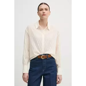 Mos Mosh camasa din bumbac femei, culoarea bej, cu guler clasic, relaxed, 168260 imagine