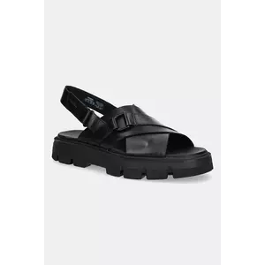 Sorel sandale de piele REIN CB CRISSCROSS femei, culoarea negru, cu platforma, 2114141010 imagine