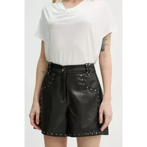 Bruuns Bazaar pantaloni scurti femei, culoarea negru, cu imprimeu, high waist, BBW4393 imagine