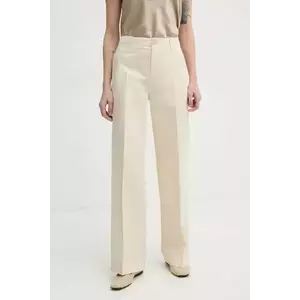 Filippa K pantaloni din in femei, culoarea bej, lat, high waist, 31110 imagine