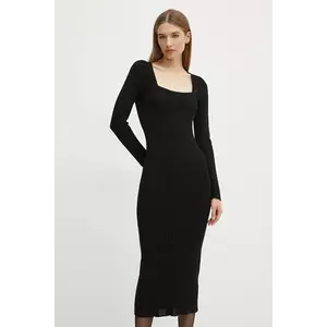 BOSS rochie culoarea negru, midi, mulată, 50530714 imagine