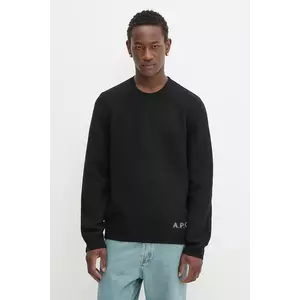 A.P.C. pulover de lana Pull Edward barbati, culoarea negru, WVBDJ.H23059 imagine