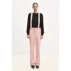 Fiorucci pantaloni de lana culoarea roz, drept, high waist, W01FMBPA183WO01PN02 imagine