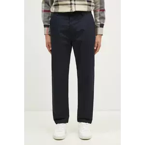 Universal Works pantaloni bărbați, culoarea bleumarin, cu fason chinos, 31152 imagine