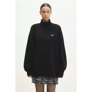 Rotate pulover de lana Turtleneck femei, culoarea negru, cu guler, 113128100 imagine